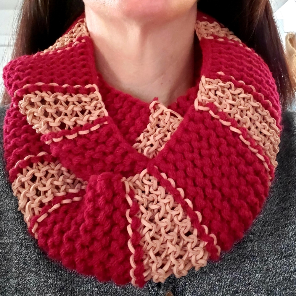 Suede stripe infinity scarf